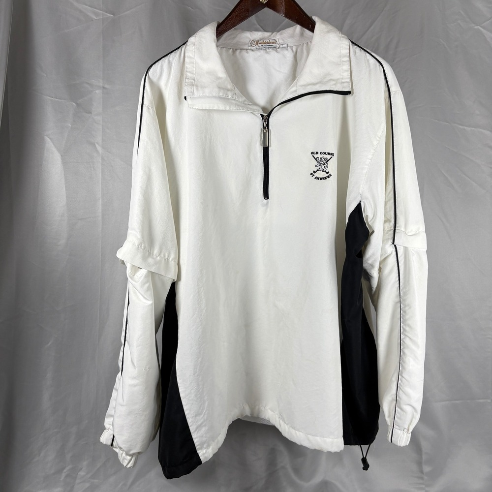 Vintage Auchterlonies St Andrews Old Course Golf Windbreaker White Mens XL